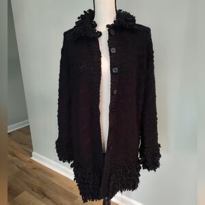 Ojai Ruffle Cardigan Sweater Black Goth Vampire Witchy S NWT